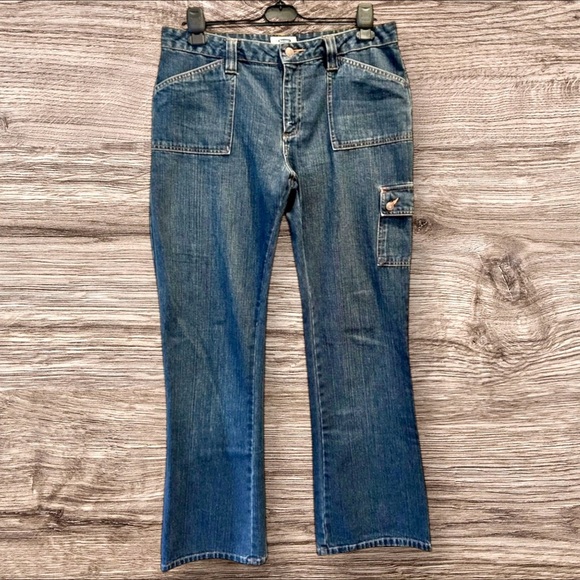 OLD NAVY Size 12 Y2K Cargo Denim Slight Flare Jeans - Picture 1 of 6
